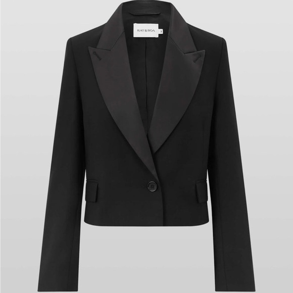 Rat and Boa Benedetta Black Cropped Tuxedo Blazer Size M NWT - Picture 3 of 4